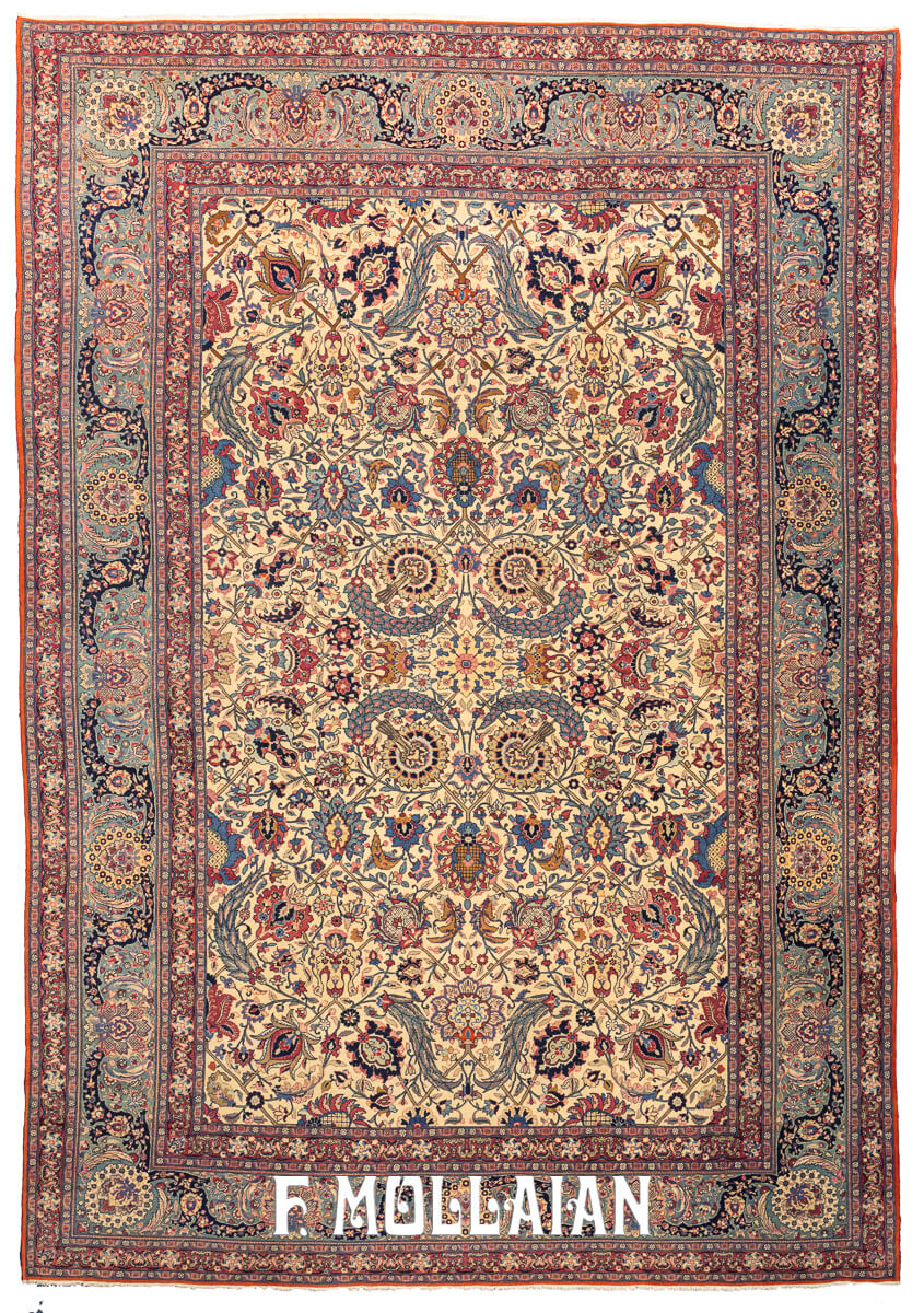 Antique Tehran Rug Beige Field n°:585188